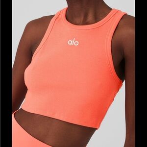 Alo Yoga Candy Orange Tank and Short Set